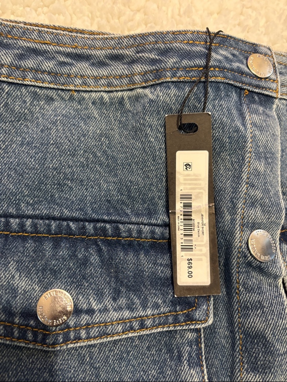 Steve Madden Blue Button-Front High-Waist Denim Shorts - Picture 2 of 3